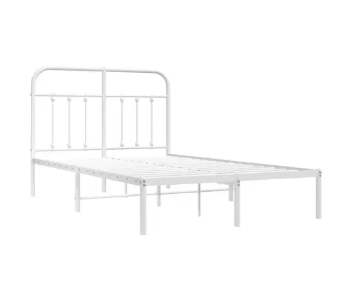 Gultas Rāmis Ar Galvgali, Balts Metāls, 120X200 Cm Vidaxl