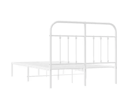 Gultas Rāmis Ar Galvgali, Balts Metāls, 120X200 Cm Vidaxl