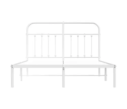 Gultas Rāmis Ar Galvgali, Balts Metāls, 135X190 Cm Vidaxl