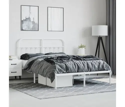 Metalinis Lovos Rėmas Su Galvūgaliu, Baltos Spalvos, 140X190Cm