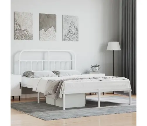 Metalinis Lovos Rėmas Su Galvūgaliu, Baltos Spalvos, 140X190Cm