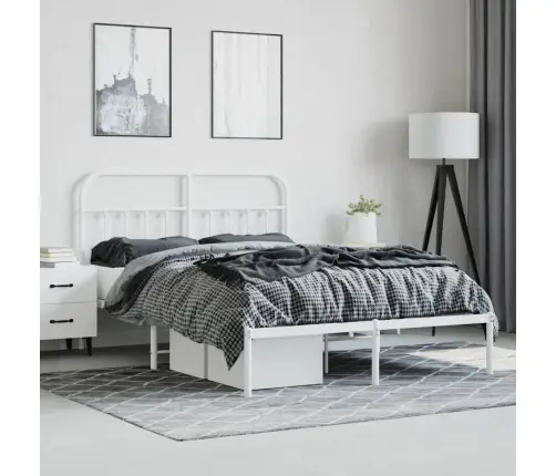 Gultas Rāmis Ar Galvgali, Balts Metāls, 140X200 Cm Vidaxl