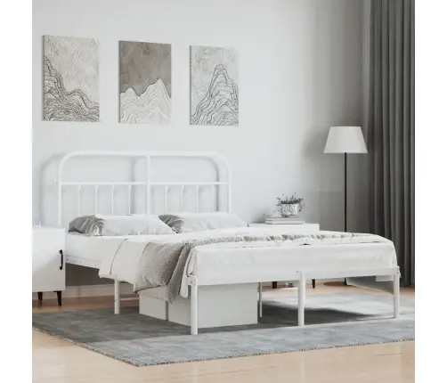 Gultas Rāmis Ar Galvgali, Balts Metāls, 140X200 Cm Vidaxl