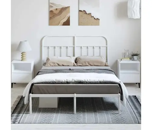 Metalinis Lovos Rėmas Su Galvūgaliu, Baltos Spalvos, 150X200Cm