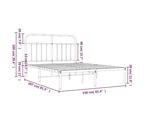 Metalinis Lovos Rėmas Su Galvūgaliu, Baltos Spalvos, 150X200Cm