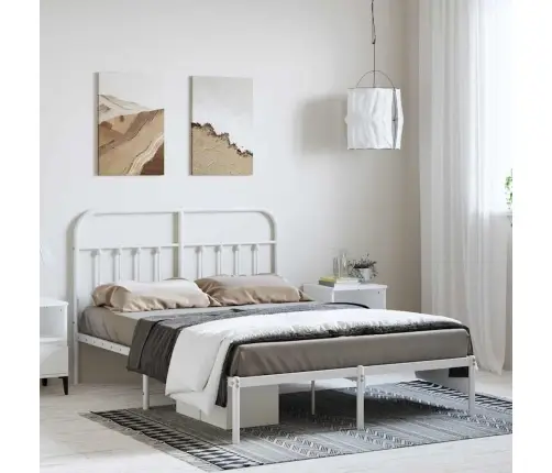 Metalinis Lovos Rėmas Su Galvūgaliu, Baltos Spalvos, 150X200Cm