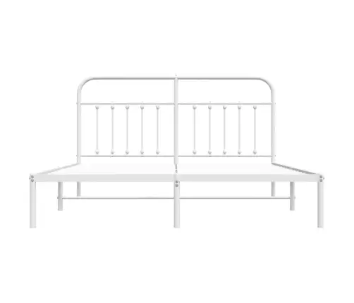 Gultas Rāmis Ar Galvgali, Balts Metāls, 160X200 Cm Vidaxl