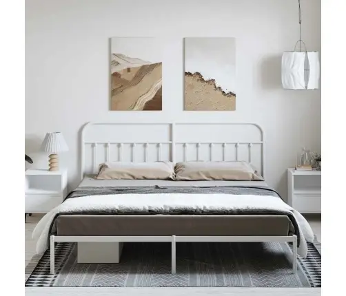 Gultas Rāmis Ar Galvgali, Balts Metāls, 183X213 Cm Vidaxl