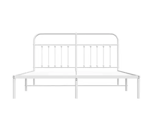 Gultas Rāmis Ar Galvgali, Balts Metāls, 183X213 Cm Vidaxl