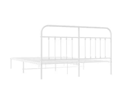 Gultas Rāmis Ar Galvgali, Balts Metāls, 183X213 Cm Vidaxl