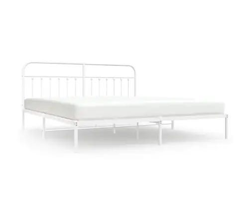 Gultas Rāmis Ar Galvgali, Balts Metāls, 193X203 Cm Vidaxl