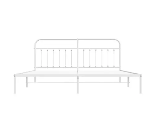 Gultas Rāmis Ar Galvgali, Balts Metāls, 200X200 Cm Vidaxl