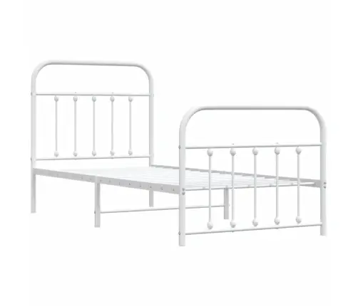 Gultas Rāmis Ar Galvgali Un Kājgali, Balts Metāls, 90X190 Cm Vidaxl