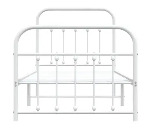Gultas Rāmis Ar Galvgali Un Kājgali, Balts Metāls, 90X190 Cm Vidaxl