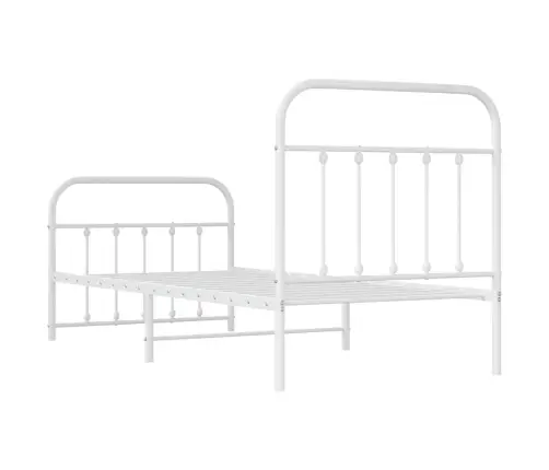 Gultas Rāmis Ar Galvgali Un Kājgali, Balts Metāls, 90X200 Cm Vidaxl