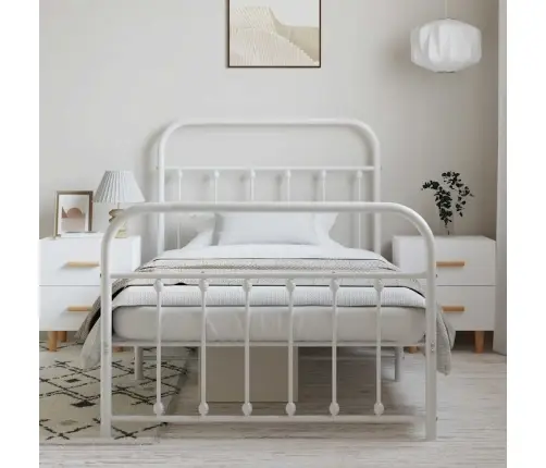 Lovos Rėmas Su Galvūgaliu/Kojūgaliu, Baltas, 100X190cm Metalas