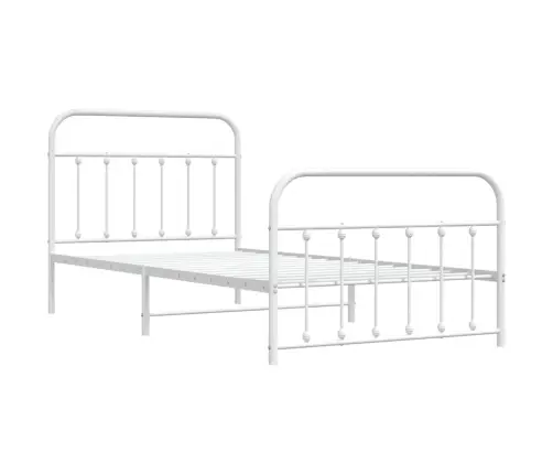 Gultas Rāmis Ar Galvgali Un Kājgali, Balts Metāls, 100X200 Cm Vidaxl