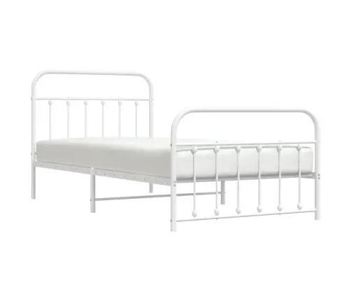 Gultas Rāmis Ar Galvgali Un Kājgali, Balts Metāls, 107X203 Cm Vidaxl