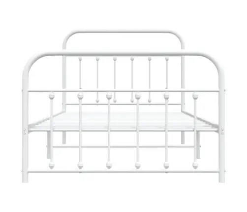 Gultas Rāmis Ar Galvgali Un Kājgali, Balts Metāls, 107X203 Cm Vidaxl