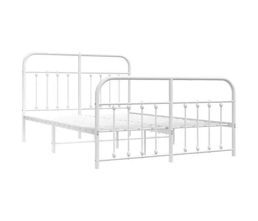 Gultas Rāmis Ar Galvgali Un Kājgali, Balts Metāls, 135X290 Cm Vidaxl