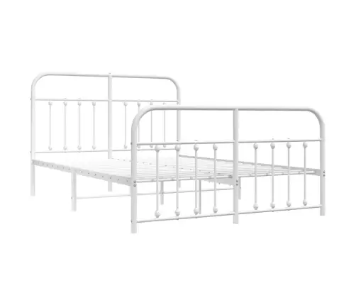 Gultas Rāmis Ar Galvgali Un Kājgali, Balts Metāls, 150X200 Cm Vidaxl