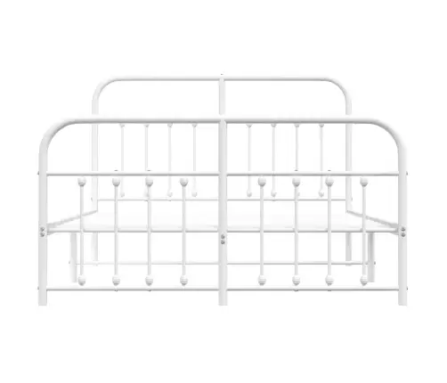 Gultas Rāmis Ar Galvgali Un Kājgali, Balts Metāls, 150X200 Cm Vidaxl