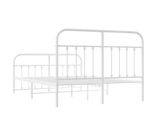 Gultas Rāmis Ar Galvgali Un Kājgali, Balts Metāls, 150X200 Cm Vidaxl
