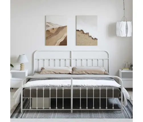 Lovos Rėmas Su Galvūgaliu/Kojūgaliu, Baltas, 193X203cm Metalas