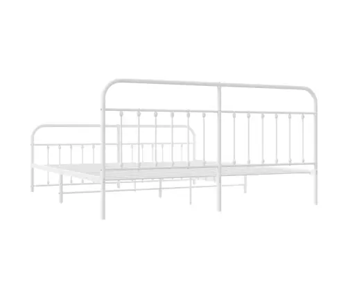 Gultas Rāmis Ar Galvgali Un Kājgali, Balts Metāls, 200X200 Cm Vidaxl