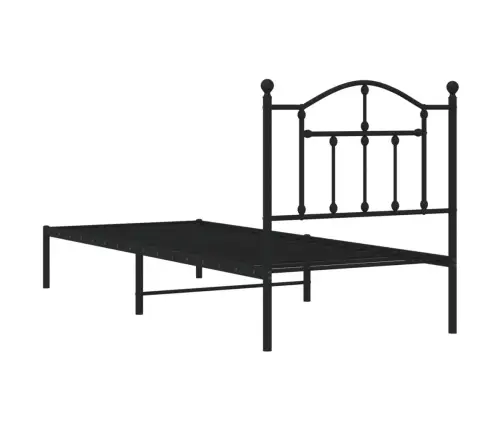 Gultas Rāmis Ar Galvgali, Melns Metāls, 80X200 Cm Vidaxl