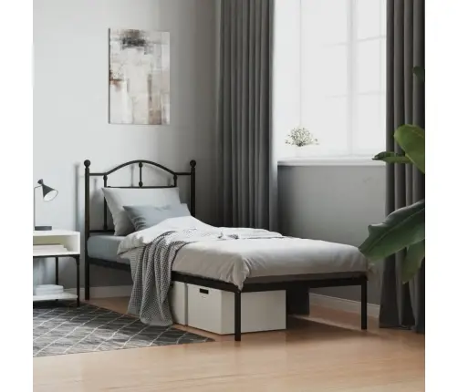 Metallist Voodiraam Peatsiga, Must, 90X200 Cm