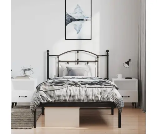 Metallist Voodiraam Peatsiga, Must, 100X190 Cm