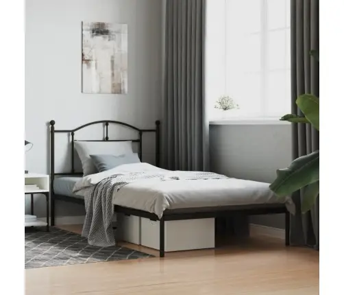 Metallist Voodiraam Peatsiga, Must, 107 X 203 Cm