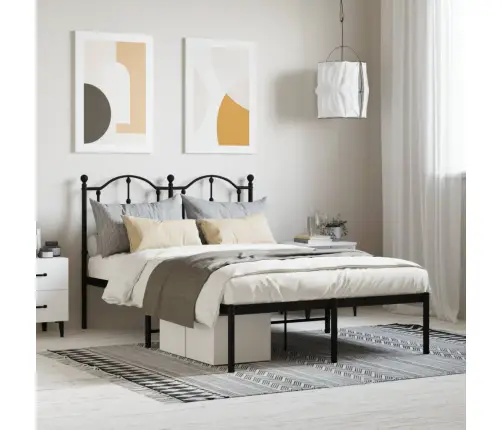 Gultas Rāmis Ar Galvgali, Melns Metāls, 120X190 Cm Vidaxl