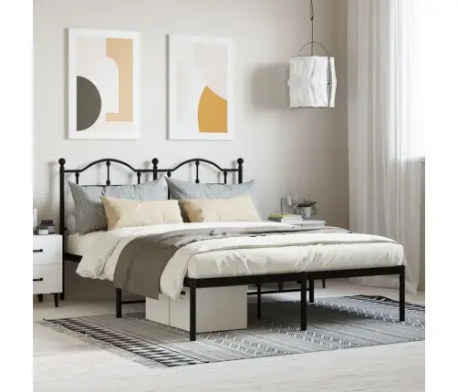 Metallist Voodiraam Peatsiga, Must, 140X190 Cm