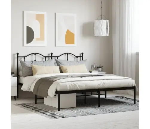 Gultas Rāmis Ar Galvgali, Melns Metāls, 160X200 Cm Vidaxl