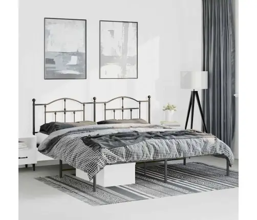 Gultas Rāmis Ar Galvgali, Melns Metāls, 193X203 Cm Vidaxl