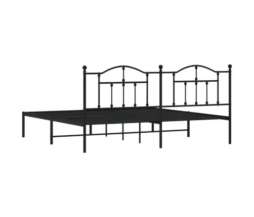 Gultas Rāmis Ar Galvgali, Melns Metāls, 200X200 Cm Vidaxl
