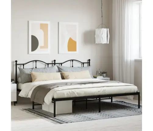 Gultas Rāmis Ar Galvgali, Melns Metāls, 200X200 Cm Vidaxl