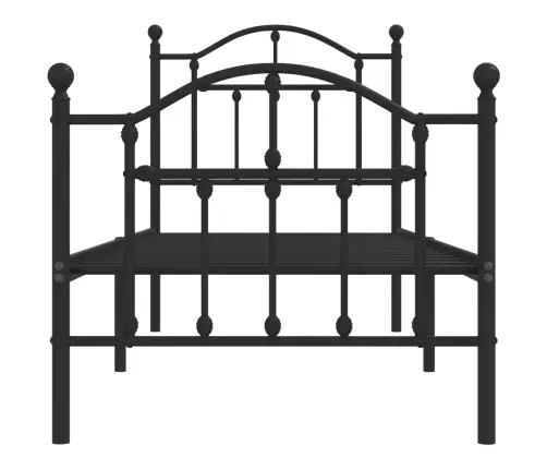 Gultas Rāmis Ar Galvgali Un Kājgali, Melns Metāls, 75X190 Cm Vidaxl