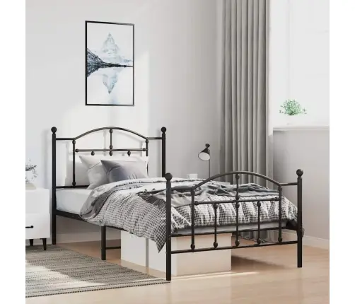 Lovos Rėmas Su Galvūgaliu/Kojūgaliu, Juodas, 100X200cm Metalas