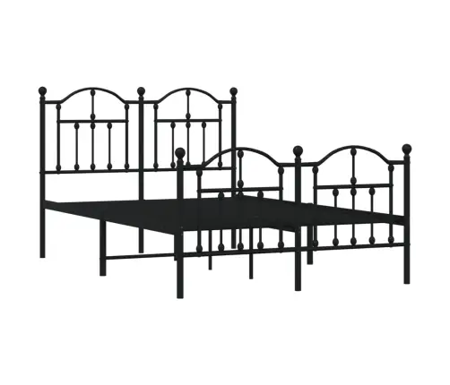 Gultas Rāmis Ar Galvgali Un Kājgali, Melns Metāls, 120X190 Cm Vidaxl