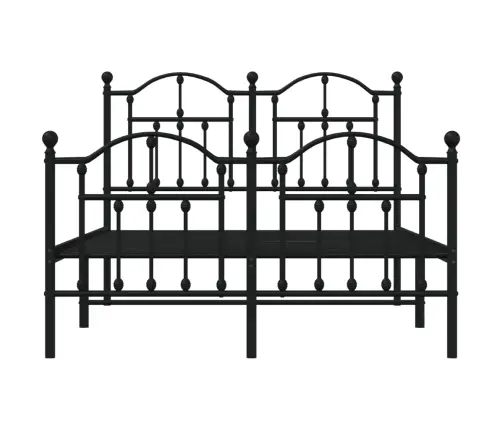 Gultas Rāmis Ar Galvgali Un Kājgali, Melns Metāls, 120X190 Cm Vidaxl