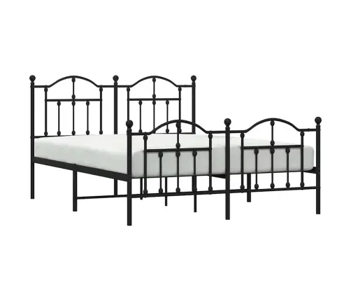 Metallist Voodiraam Peatsi Ja Jalutsiga, Must, 135 X 190 Cm