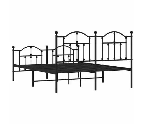 Metallist Voodiraam Peatsi Ja Jalutsiga, Must, 135 X 190 Cm