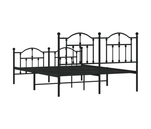 Metallist Voodiraam Peatsi Ja Jalutsiga, Must, 140X200 Cm