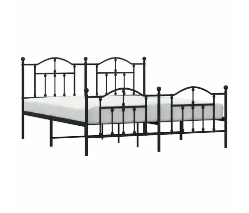 Metallist Voodiraam Peatsi Ja Jalutsiga, Must, 183X213 Cm