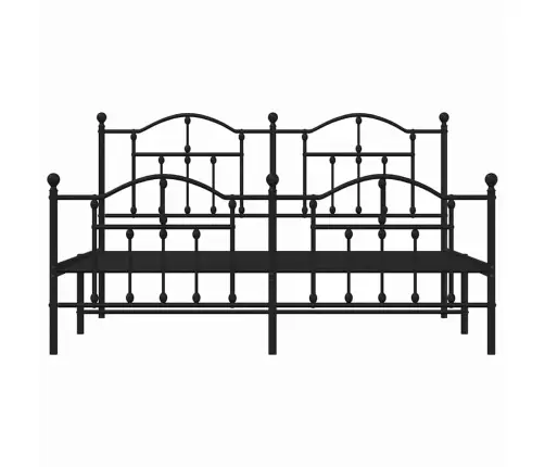 Metallist Voodiraam Peatsi Ja Jalutsiga, Must, 183X213 Cm