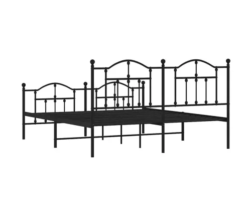 Metallist Voodiraam Peatsi Ja Jalutsiga, Must, 183X213 Cm