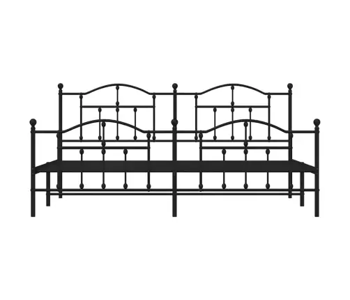 Gultas Rāmis Ar Galvgali Un Kājgali, Melns Metāls, 193X203 Cm Vidaxl